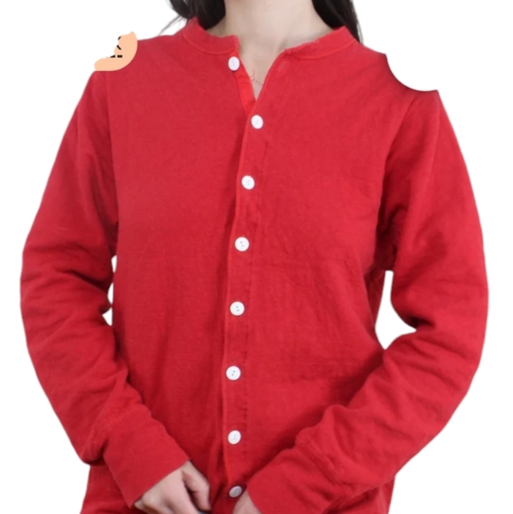 LLBean union suit, red, button front, long sleeved, drop seat, thermal underwear - Picture 4 of 11